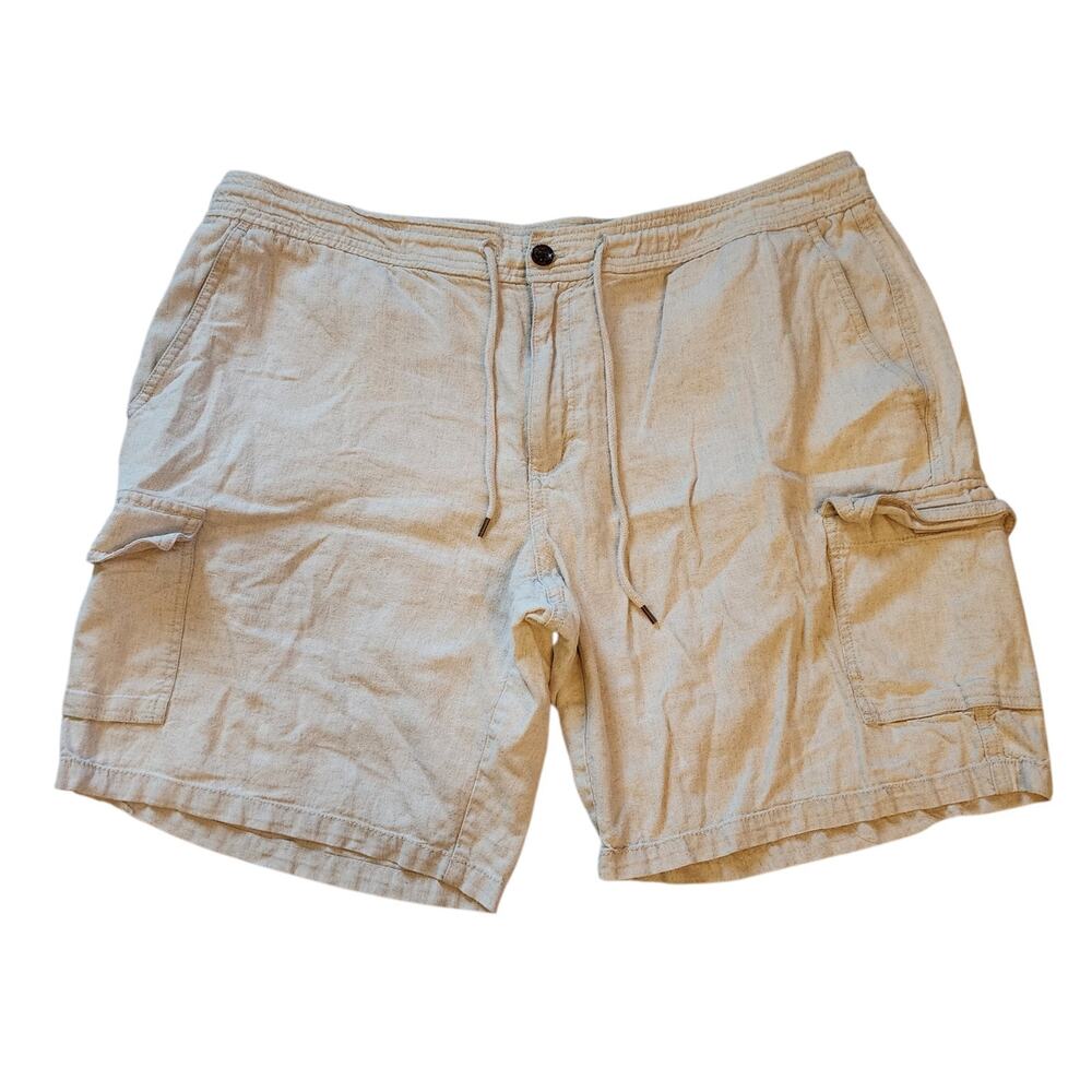 Cubavera Womens Linen Cargo Shorts Size XL Beige Drawstring